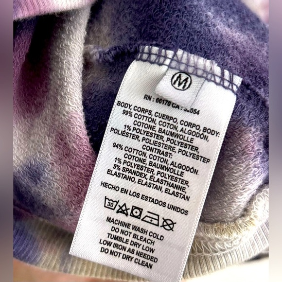 Anthropologie T. La Ruffle sleeve Tie Dye Sweatshirt Size Medium Purple - Picture 6 of 8